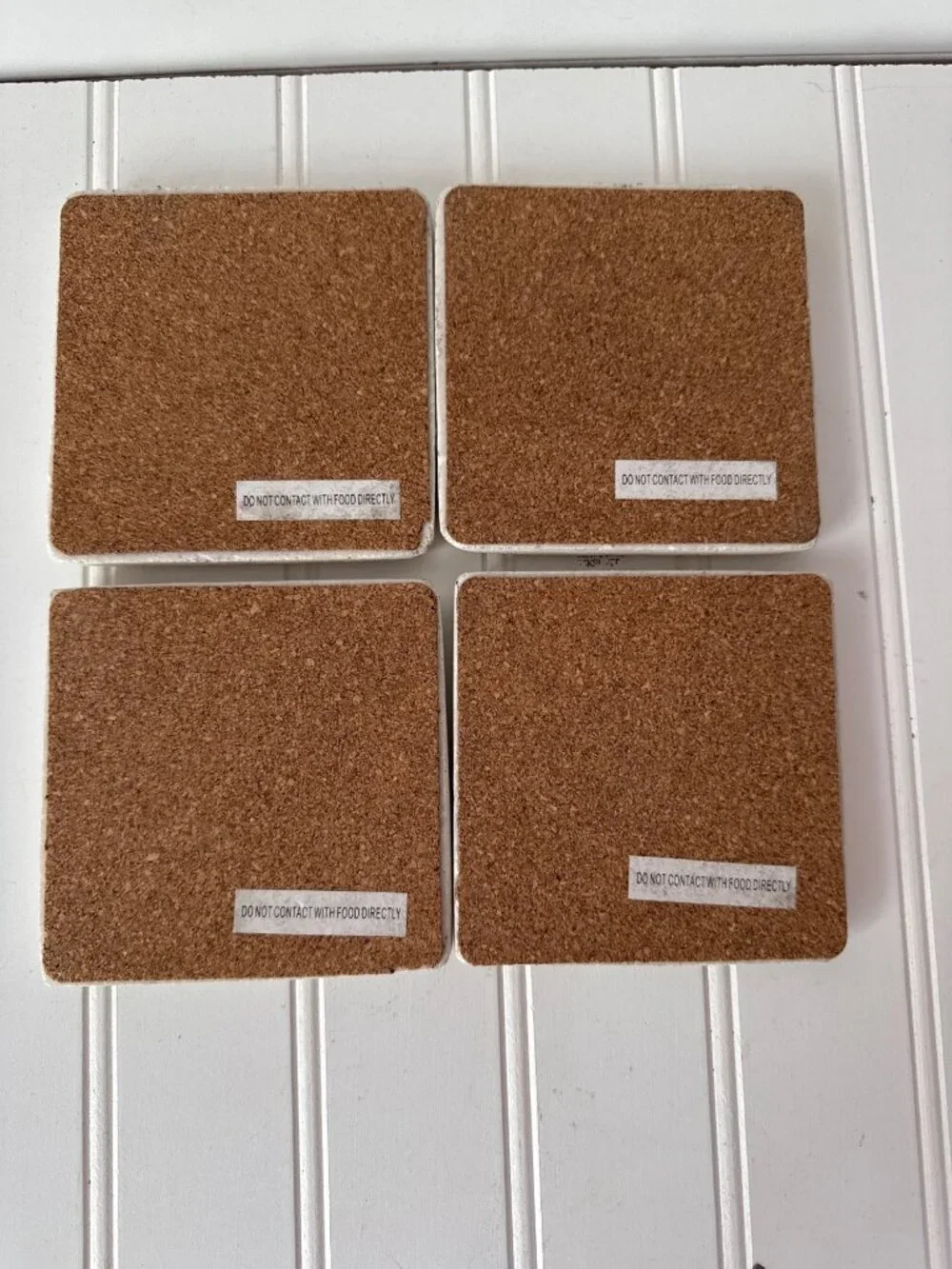 Tumbled Stone Horse Equestrian Coaster Set Cork Backings Rustic Beige Western